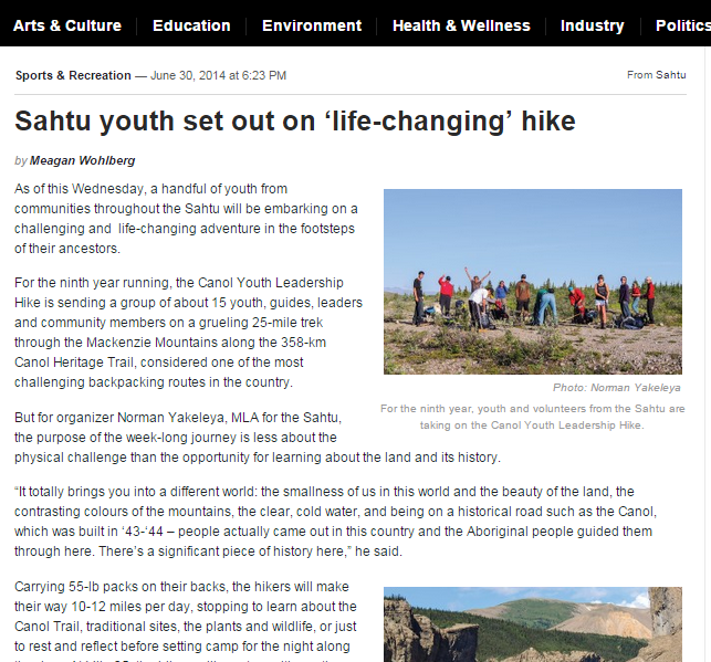 sahtu youth hike