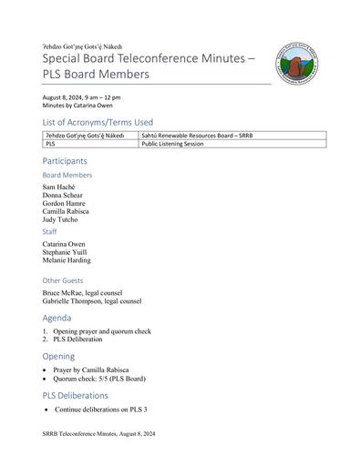 24-08-08 SRRB Teleconference Minutes - PLS