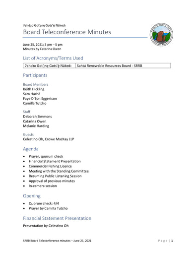 21-06-25 SRRB Teleconference Minutes