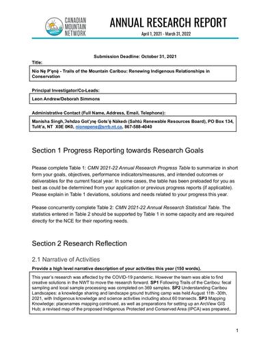 NNP Renewing Indigenous Relationships in Conservation_2021-2022