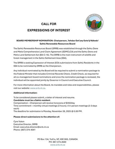 2025-10-29 Chairperson Nomination EOI