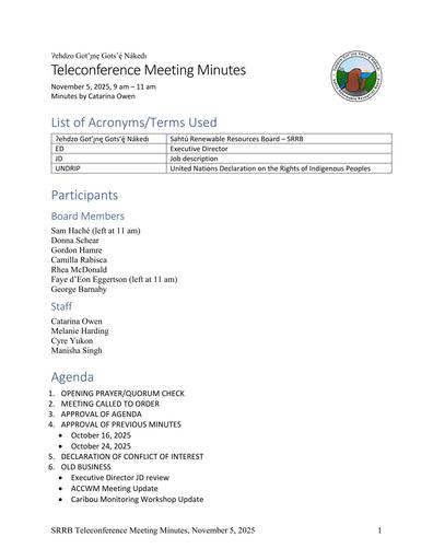 25-11-05 SRRB Teleconference Minutes