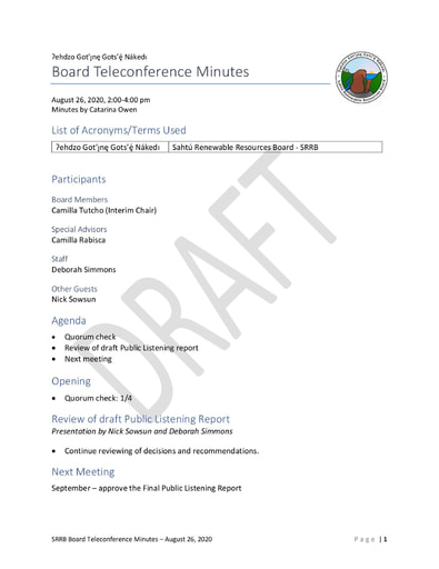 20-08-26 SRRB Teleconference Minutes